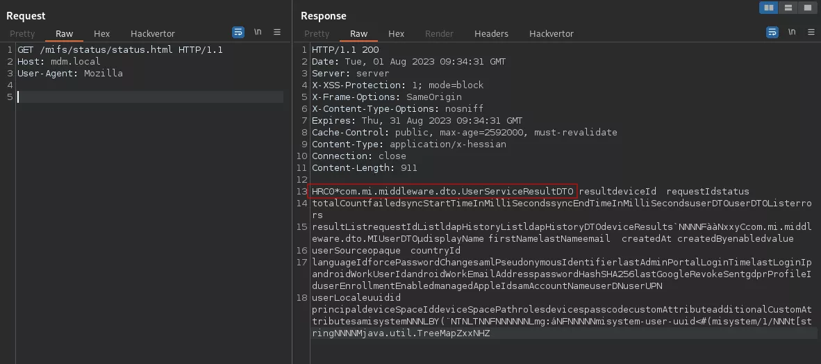Desynchronized response holding the results of the call to getAllUsers.