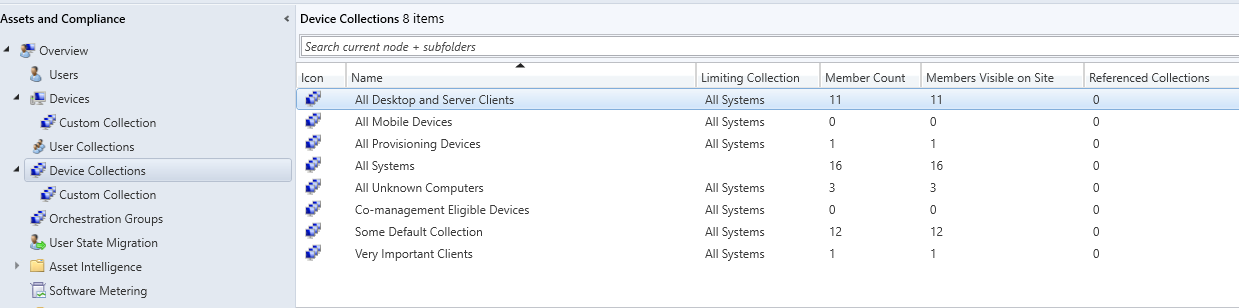 SCCM device collections