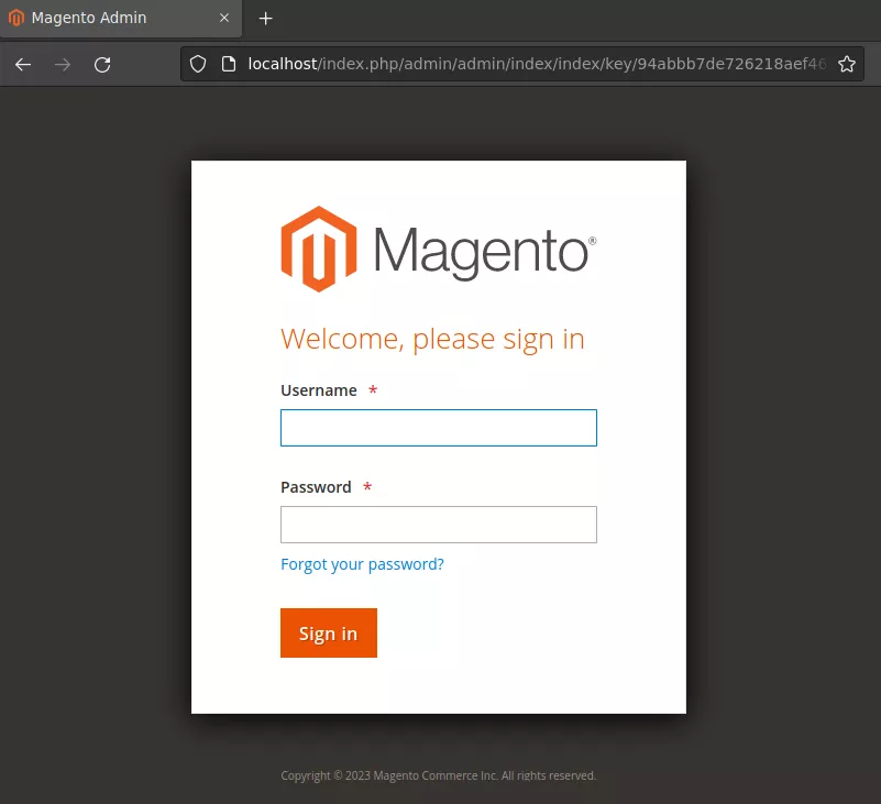 Magento Admin Login Page