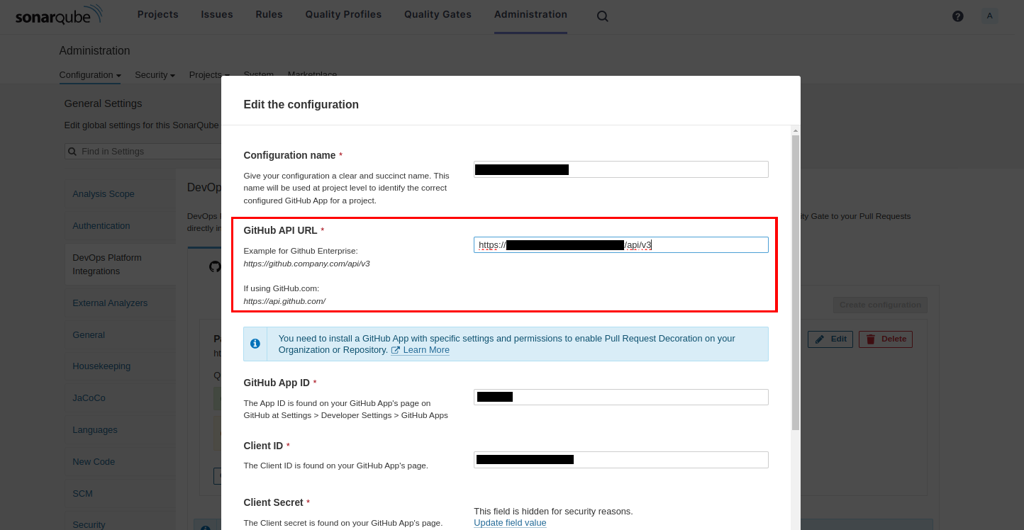 SonarQube - GitHub Integration Information Leakage