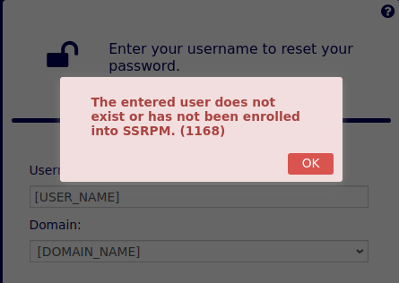 SSRPM account does not exist