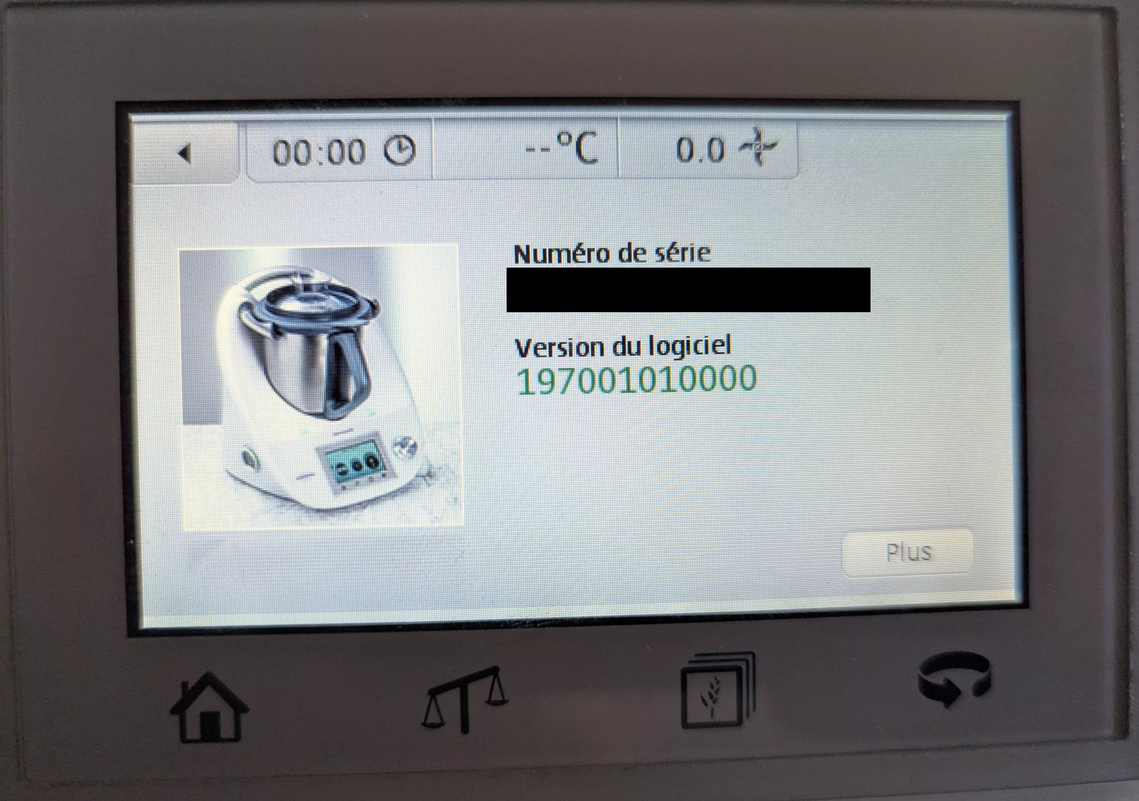 Informations de version modifiées sur le Thermomix TM5